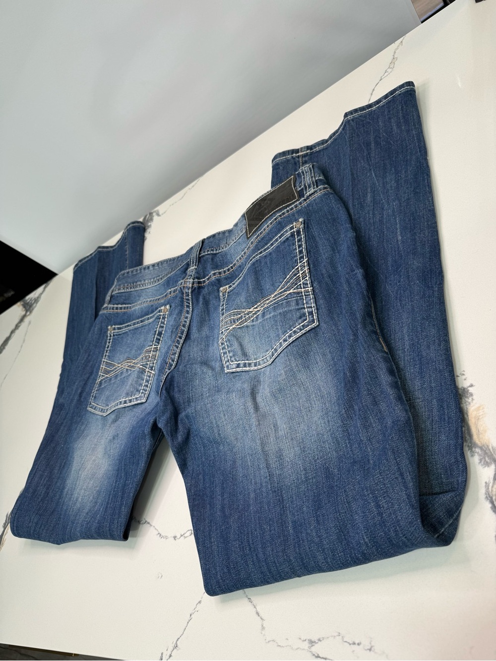 Rock & Roll Cowboy Jeans Pistol Straight Men's 38x34 Cotton Blue Denim Western